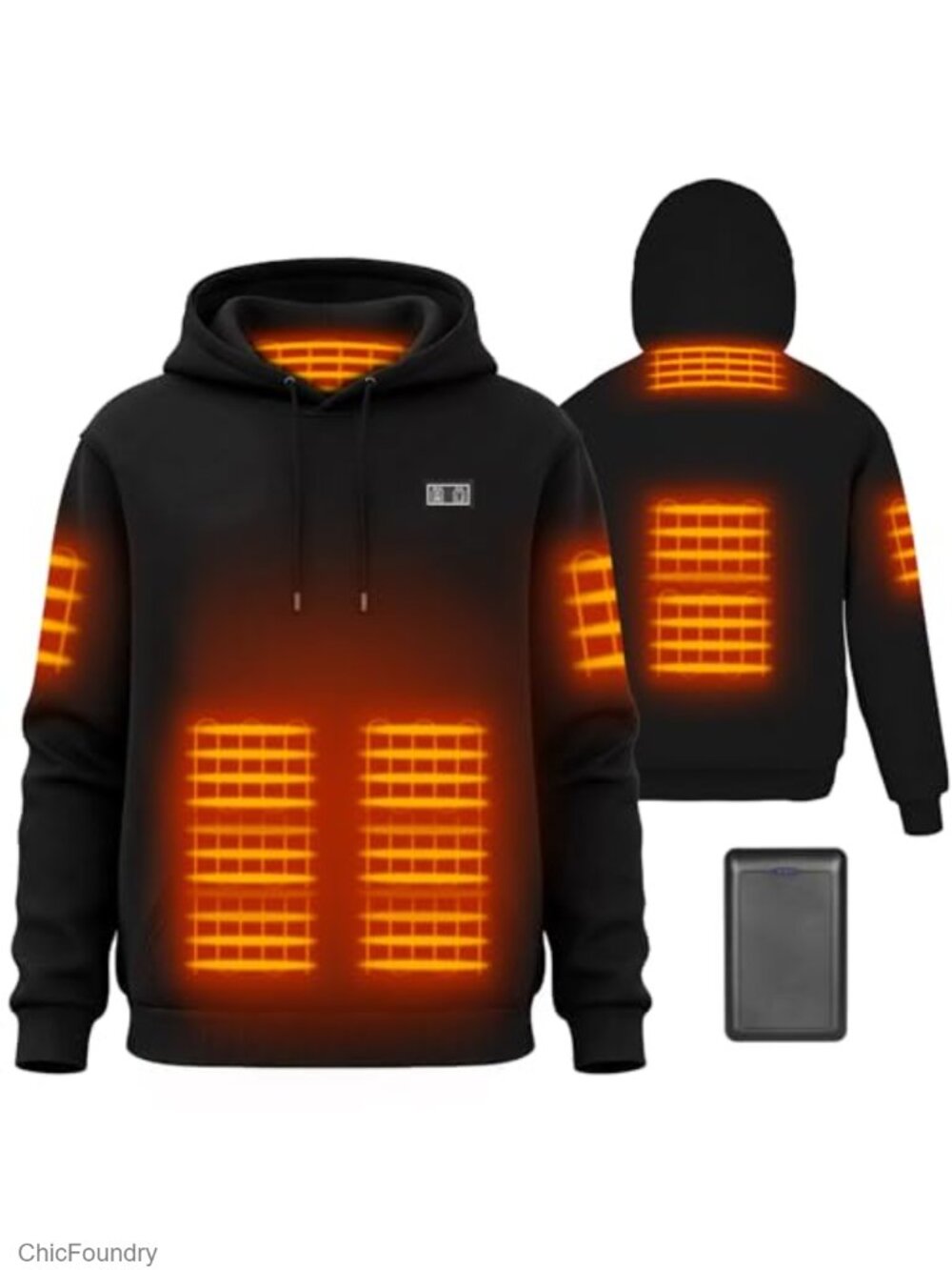 Fleece Lined Heated Hoodie Sweatshirt 6 Zone Dual Control